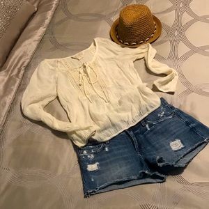 Gauzy boho cream top Anthro